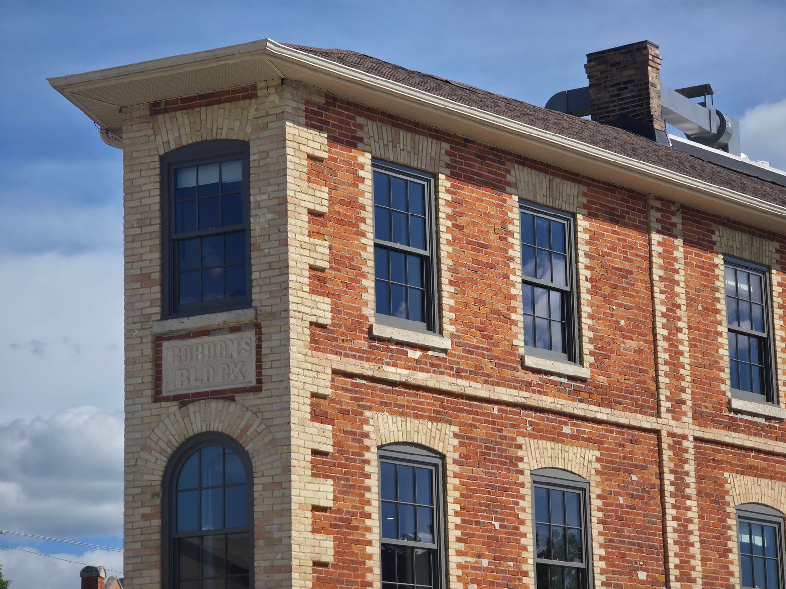 A historic two-story brick commercial building